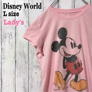 ディズニー(Disney)のDisney World ディズニー オールドミッキー ピンク 半袖tシャツ古着(Tシャツ(半袖/袖なし))