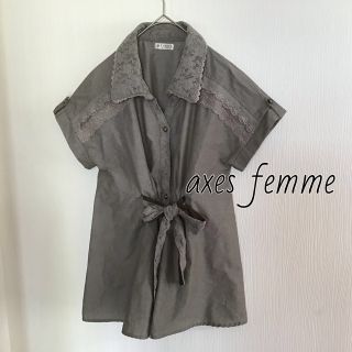 アクシーズファム(axes femme)のaxes femme トップス 前むすびロングシャツ Mサイズ / USED(シャツ/ブラウス(半袖/袖なし))