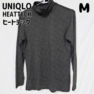 ユニクロ(UNIQLO)のユニクロ UNIQLO ヒートテック 長袖シャツ M ブラック 白花柄(Tシャツ(長袖/七分))