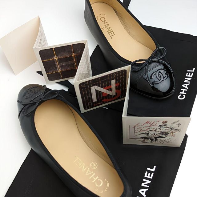 ピカピカ新品仕上⭐CHANELシャネル ラムスキンバレエシューズ37.5C-