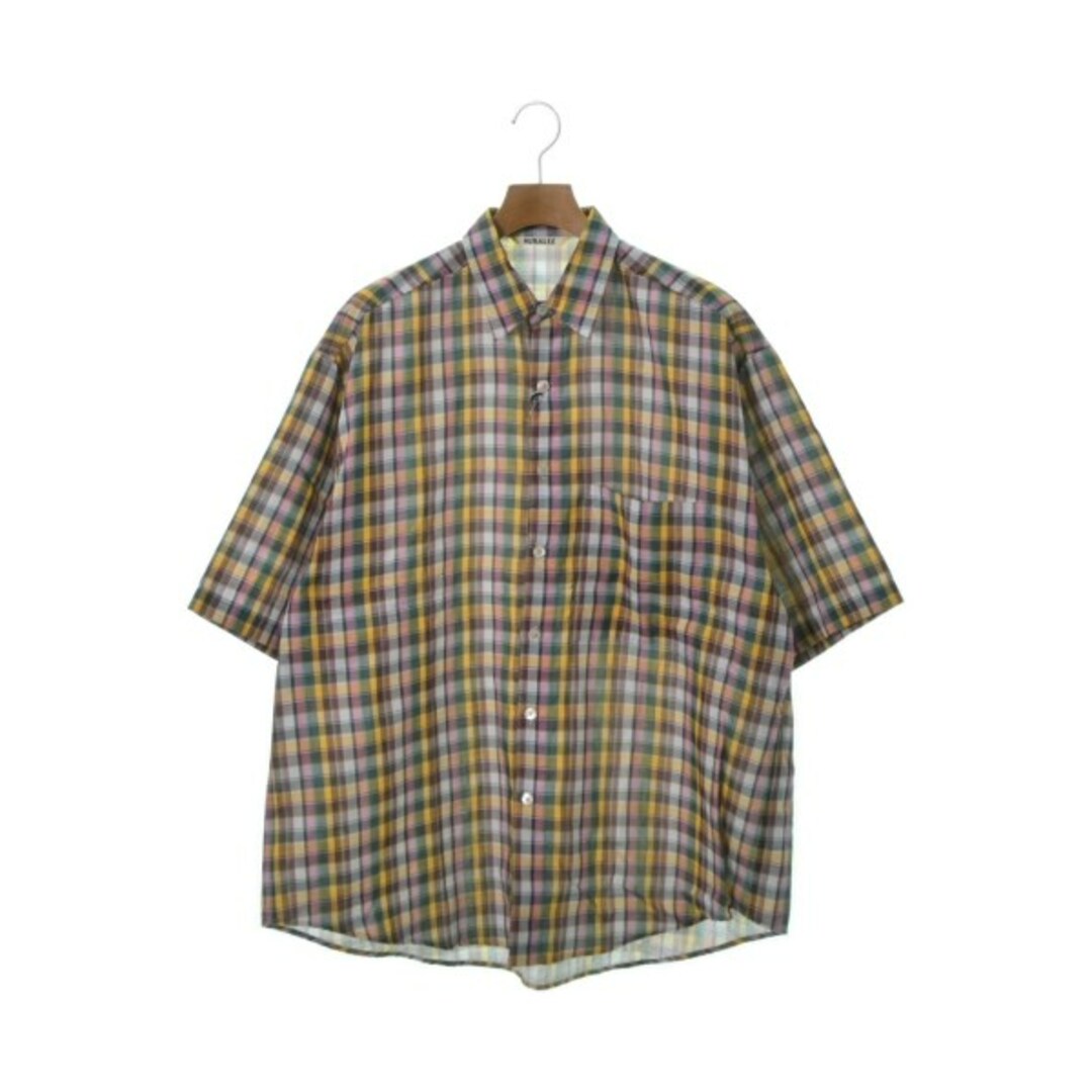 AURALEE カジュアルシャツ 5(L位) 黄xピンクx緑等(チェック)