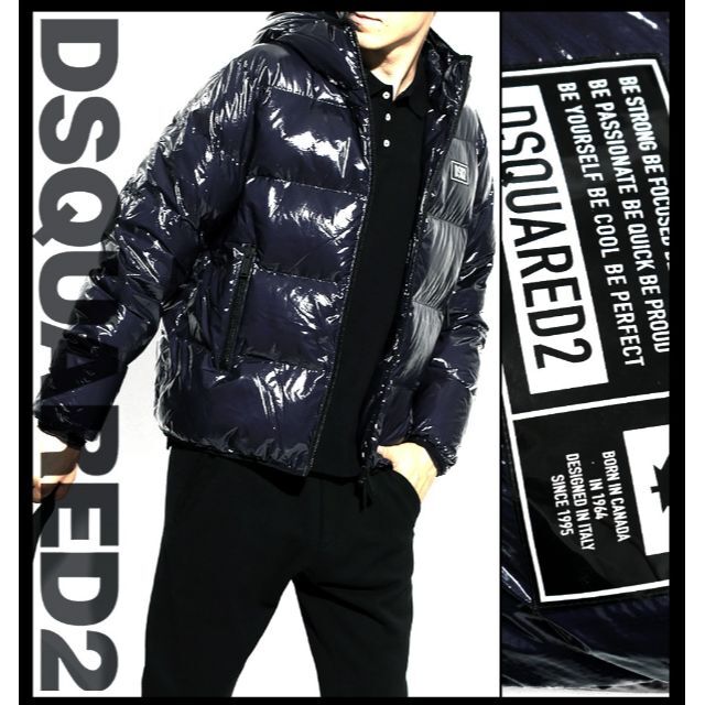 DSQUARED2(ディースクエアード)の新品 DSQUARED2 21-22AWロゴパッチ付光沢ナイロンダウンジャケット メンズのジャケット/アウター(ダウンジャケット)の商品写真