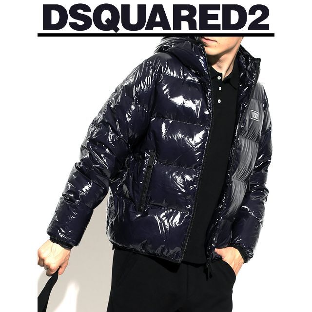 DSQUARED2(ディースクエアード)の新品 DSQUARED2 21-22AWロゴパッチ付光沢ナイロンダウンジャケット メンズのジャケット/アウター(ダウンジャケット)の商品写真