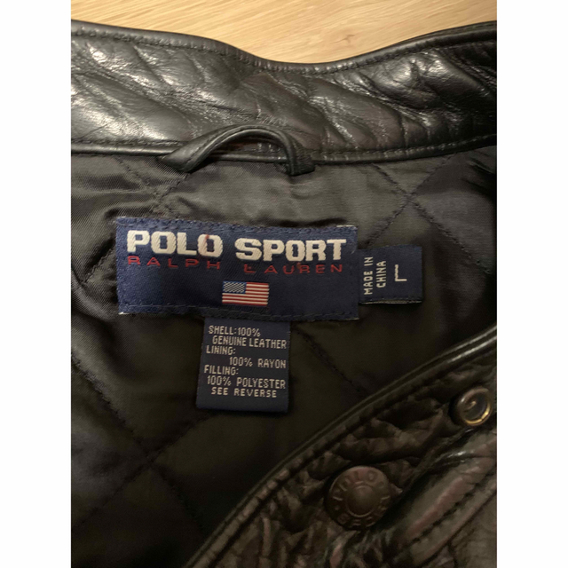 激レア polo sport シングル ライダース jkt L 黒黄-