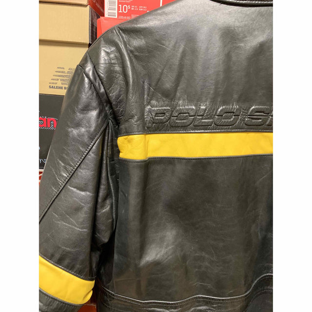 激レア polo sport シングル ライダース jkt L 黒黄-