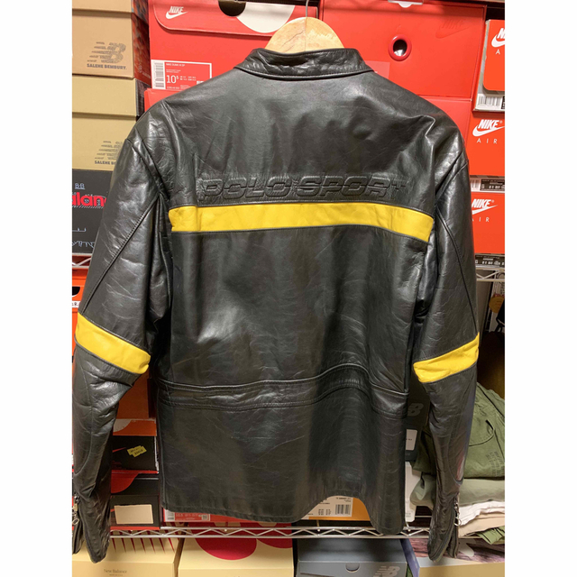 激レア polo sport シングル ライダース jkt L 黒黄-