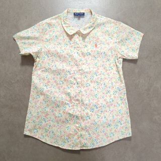 ラルフローレン(Ralph Lauren)の160　ラルフローレン　花柄　レトロ　半袖　前開き　シャツ　ブラウス(Tシャツ/カットソー)