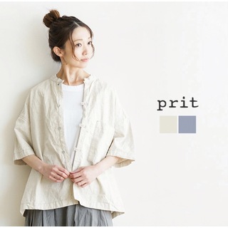 プリット(Plit)のprit 5分袖スタンドカラービックシャツ(シャツ/ブラウス(半袖/袖なし))