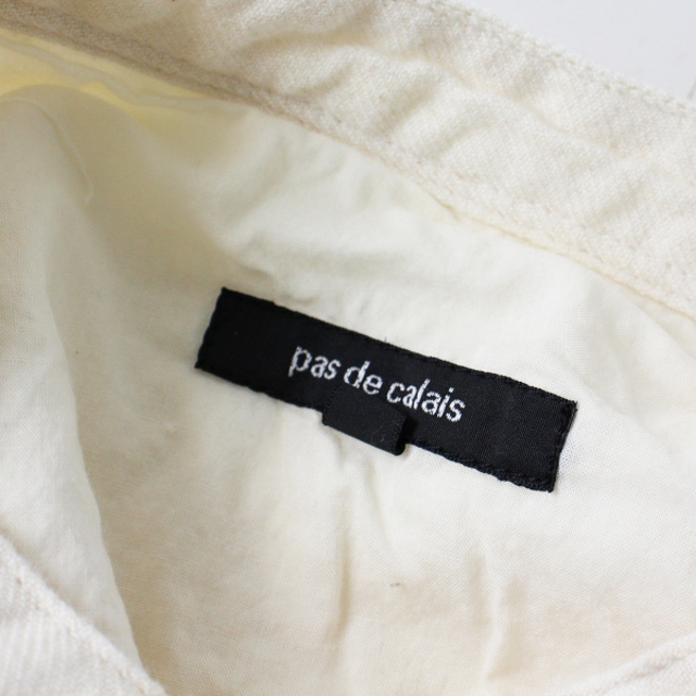 pas de calais パドカレ コットン バンドカラーロングシャツ 36/キナリ