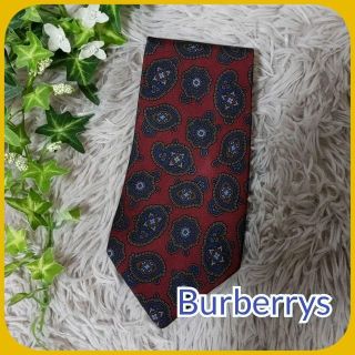 バーバリー(BURBERRY)の美品 Burberrys ネクタイ ボルドー 赤 ネイビー バーバリーズ(ネクタイ)