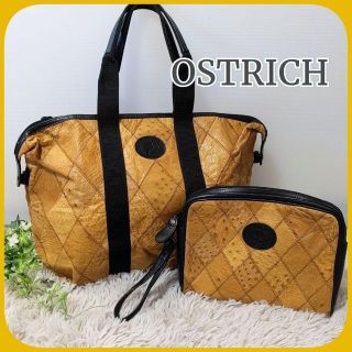 オーストリッチ(OSTRICH)の美品 オーストリッチ OSTRICH トートバッグ クラッチ セット キャメル(トートバッグ)