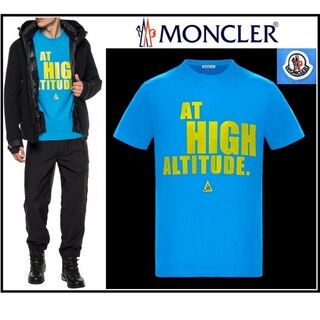モンクレール(MONCLER)のMONCLER『AT HIGH ATITUDE』Tシャツ　青　Ｌ(Tシャツ/カットソー(半袖/袖なし))
