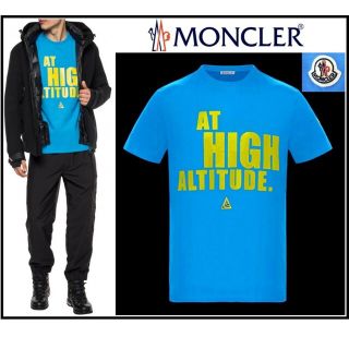 モンクレール(MONCLER)のMONCLER『AT HIGH ATITUDE』Tシャツ　青　Ｌ(Tシャツ/カットソー(半袖/袖なし))