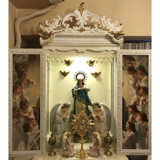 【高級イタリア聖像】✞祈りを捧げる天使セット 家庭祭壇用　宗教彫刻