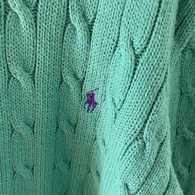 レアRalphLaurenラルフローレン3Dニットセーターメンズ長袖グリーン緑m