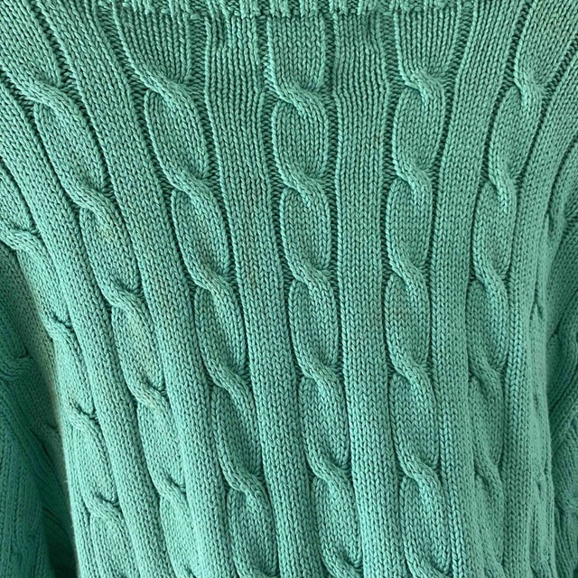 レアRalphLaurenラルフローレン3Dニットセーターメンズ長袖グリーン緑m