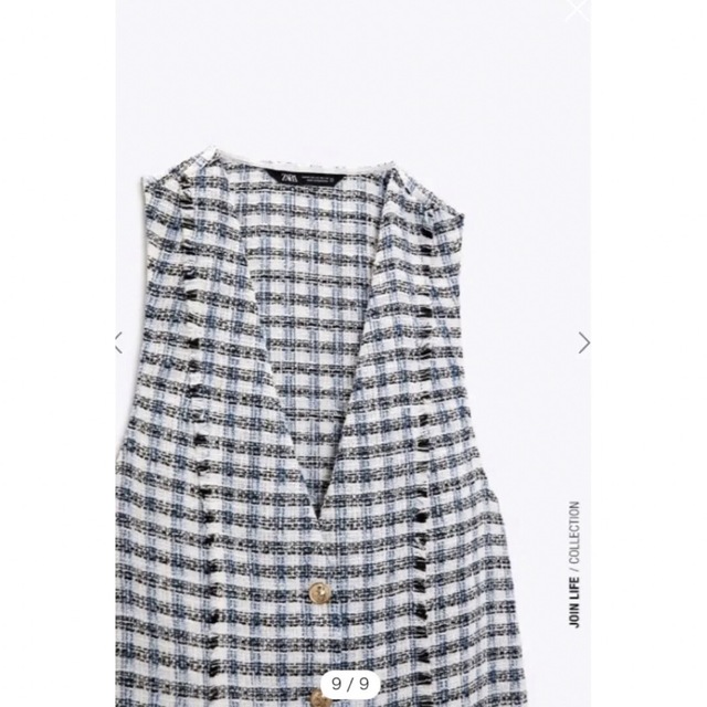 ZARA(ザラ)の匿名配送　新品　ZARA 2way テクスチャー　ビジュー ジレ　ワンピ レディースのトップス(ベスト/ジレ)の商品写真