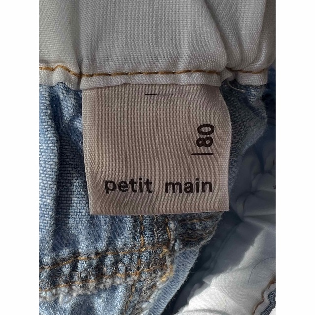 petit main(プティマイン)のpetit main 防汚 ハートポケットデニムショートパンツ キッズ/ベビー/マタニティのベビー服(~85cm)(パンツ)の商品写真