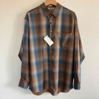 AURALEE - 23SS AURALEE スーパーライトウールチェックシャツ ブルー