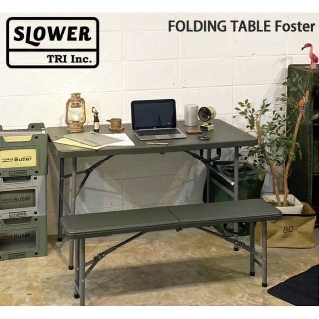 SLOWR FOLDING BENCH BEER テーブル&ベンチ オリーブ 4