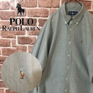 ラルフローレン(Ralph Lauren)の【2XL相当】ラルフローレン☆刺繍ロゴ　オーバーサイズ　BDシャツ　ライトグレー(シャツ)