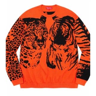 シュプリーム(Supreme)のSUPREME BIG CATS JACQUARD L/S TOP Orange(ニット/セーター)