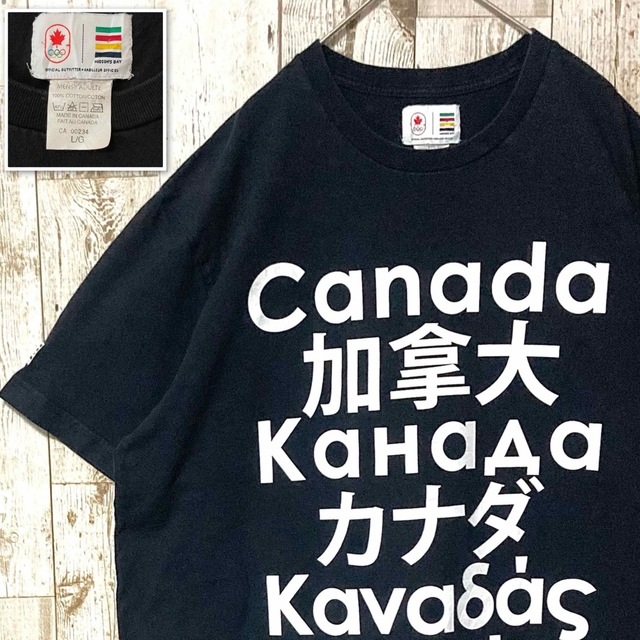 【カナダ製】プリント 五輪 Tシャツ L 黒 ブラック メンズのトップス(Tシャツ/カットソー(半袖/袖なし))の商品写真