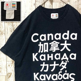 【カナダ製】プリント 五輪 Tシャツ L 黒 ブラック(Tシャツ/カットソー(半袖/袖なし))