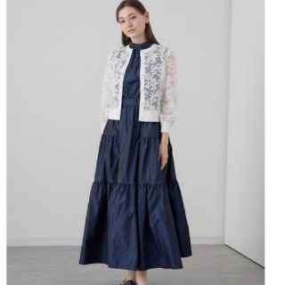 美品】ANAYI プリーツティアードドッキングニットワンピース 36