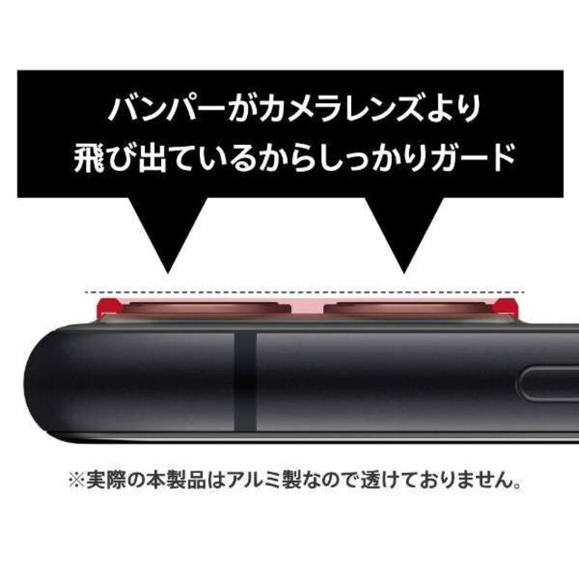 iPhone 11 Pro Max用 カメラレンズ保護アルミフレーム 黒 スマホ/家電/カメラのスマホアクセサリー(保護フィルム)の商品写真