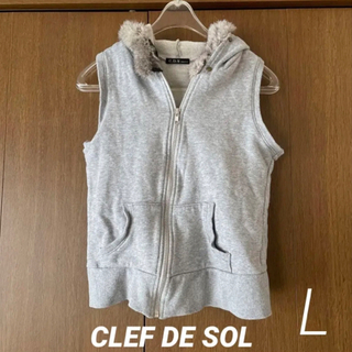 クレドソル(CLEF DE SOL)の○  クレドソル　ファー付きベスト　L(ベスト/ジレ)