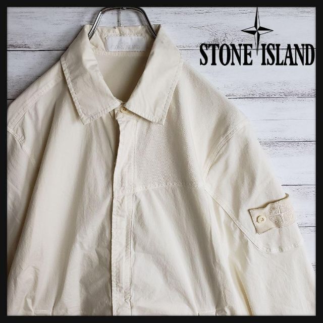 【レアデザイン】ストーンアイランド ゴーストパッチ 同色 シャツジャケット 白