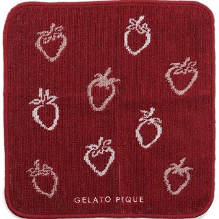 ジェラートピケ(gelato pique)の新品未使用　ジェラートピケ　ストロベリー柄ハンドタオル　レッドです(^^)(ハンカチ)