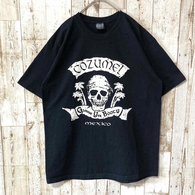 【CARIBBEAN】メキシコ製 半袖 プリント Tシャツ L 黒 ブラック メンズのトップス(Tシャツ/カットソー(半袖/袖なし))の商品写真