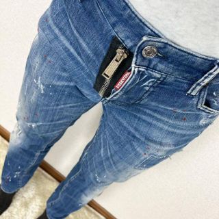 ディースクエアード フロントデカファスナー skater スキニーデニム 46