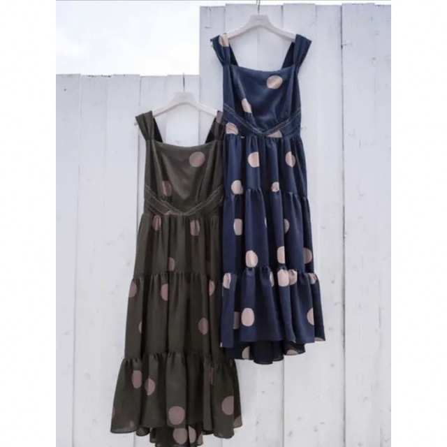 Polka Dots Open Back Dress (navy-Mサイズ)