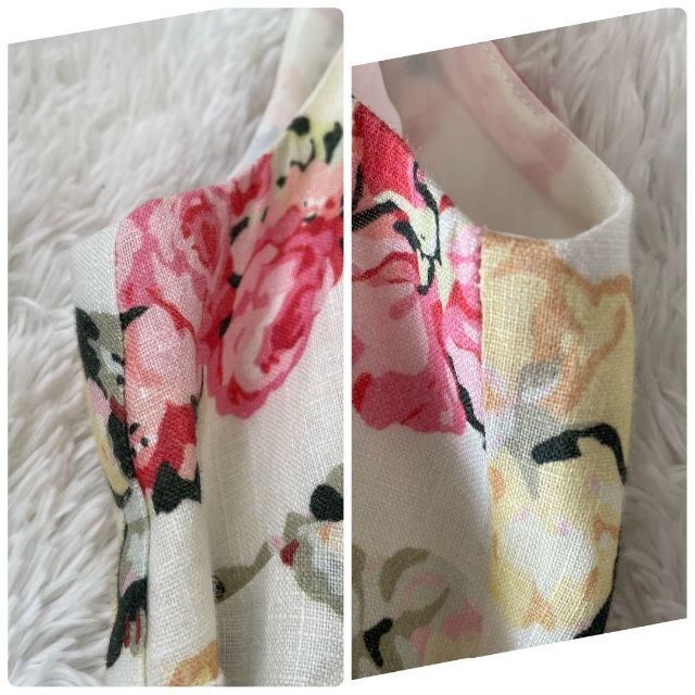 美品✨LAURA ASHLEY ワンピース　花柄　可愛い　膝丈　ホワイト　M 8