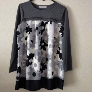 極美品　ビスコンティ　花柄　シフォン　フリル　チュニック　白黒　Lサイズ