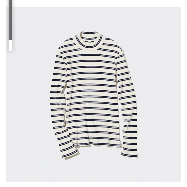 UNIQLO(ユニクロ)のユニクロ　リブボーダーハイネックT レディースのトップス(Tシャツ(長袖/七分))の商品写真