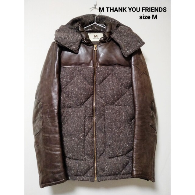 M THANK YOU FRIENDS シルク混 袖レザー ジャケット