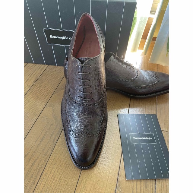 Zegna ゼニア　ブラウン　オックスフォード　ウイングチップ26.5〜27cm