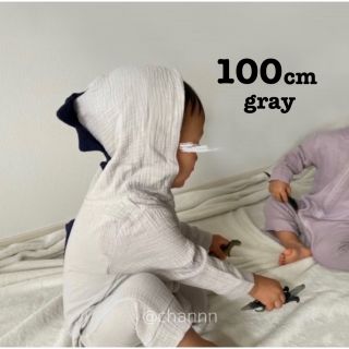 ベビー服 恐竜ロンパース 100cm グレー  着ぐるみ 可愛い 映え 男女兼用(その他)