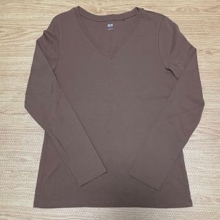 ユニクロ(UNIQLO)のUNIQLO コットンフライスＶネックＴ（長袖） Ｌサイズ(Tシャツ(長袖/七分))