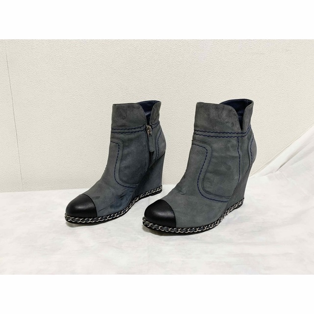 美品 シャネル ココ チェーン ショートブーツ 36 1/2 23~23.5cm
