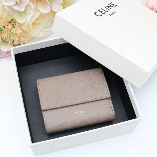 美品 CELINE コンパクトウォレット スモールトリフォール レザー 財布