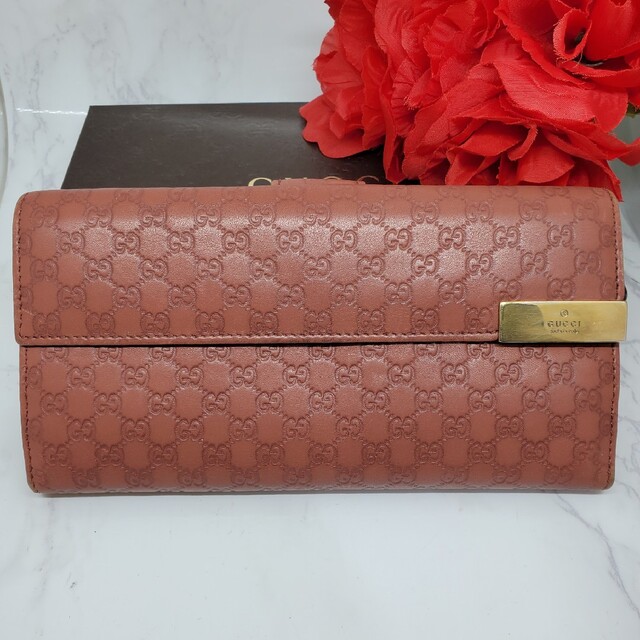 Gucci - 【美品】 GUCCI グッチ マイクロ シマ 長財布 財布 金具 GG