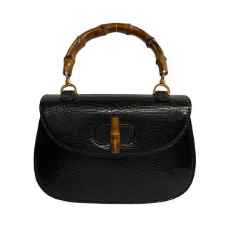 オールドグッチ ヴィンテージ レザー ハンドバッグ 黒 18662906 高品質