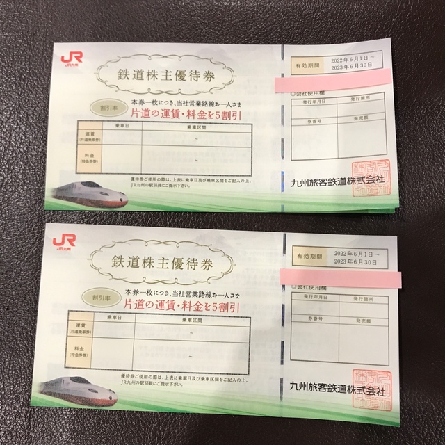 JR九州株主優待割引券2枚
