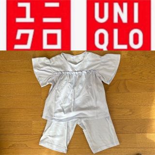 ユニクロ(UNIQLO)のストライプ フリル 半袖 半ズボン パジャマ110cm キッズ UNIQLO(パジャマ)