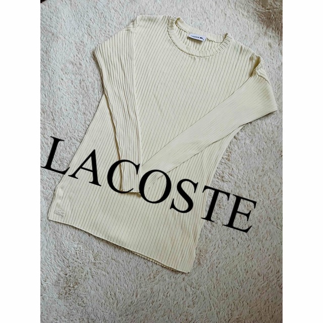 LACOSTE(ラコステ)の美品　LACOSTE ラコステ　薄手ニット　トップス　スリット　リブ　人気 レディースのトップス(ニット/セーター)の商品写真